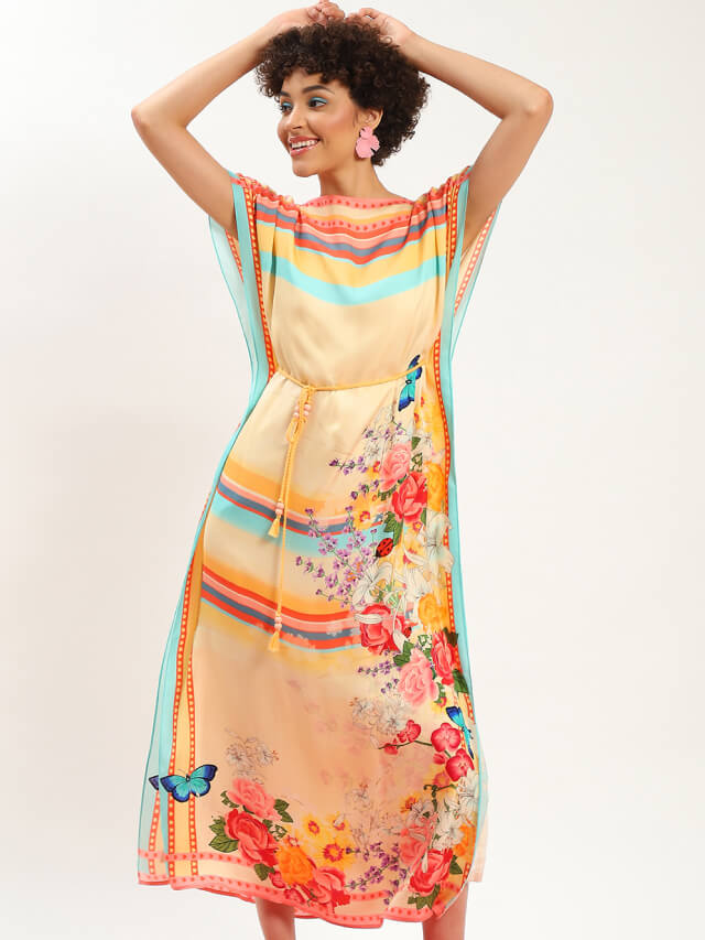 Mara wild flora kaftan dress