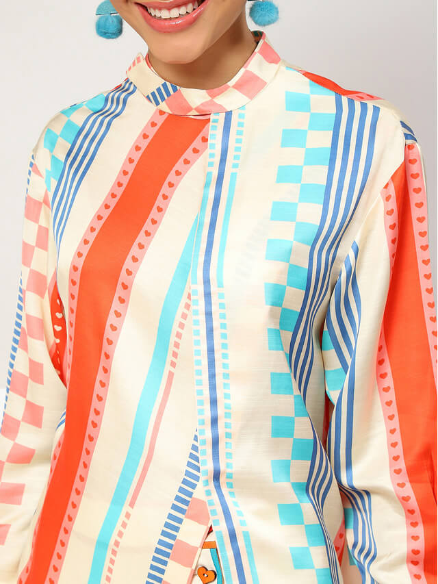 Jil candy stripe crossover shirt