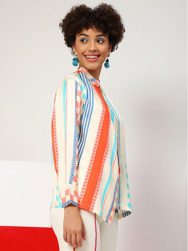 Jil candy stripe crossover shirt