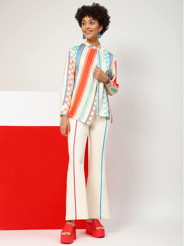 Jil candy stripe crossover shirt