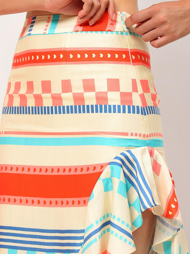 Kate candy stripe frill skirt
