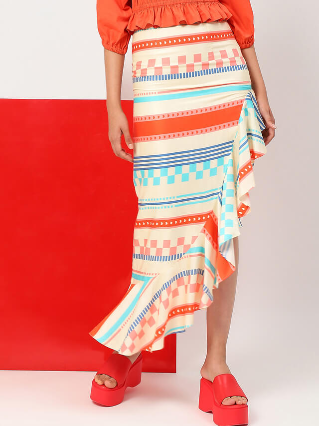 Kate candy stripe frill skirt