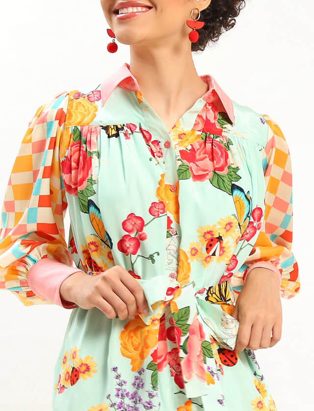 Aisha floral paradise shirt dress