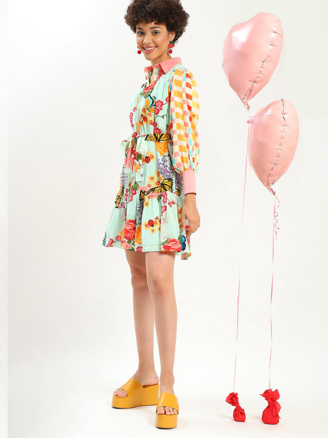 Aisha floral paradise shirt dress