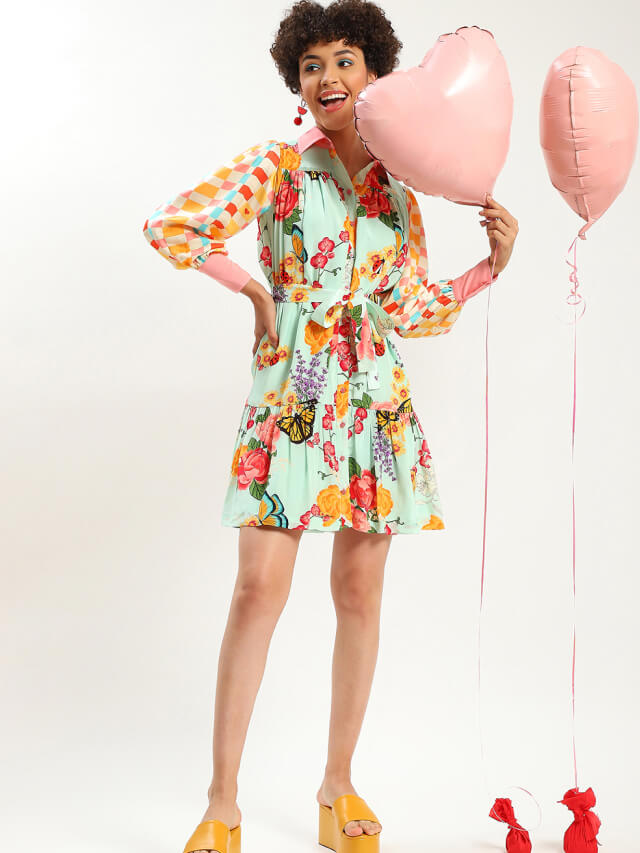 Aisha floral paradise shirt dress