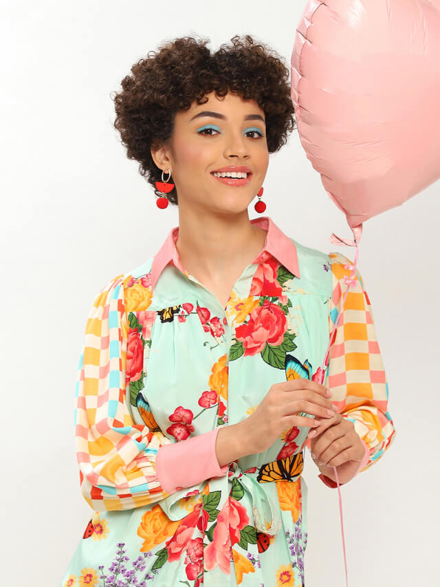 Aisha floral paradise shirt dress