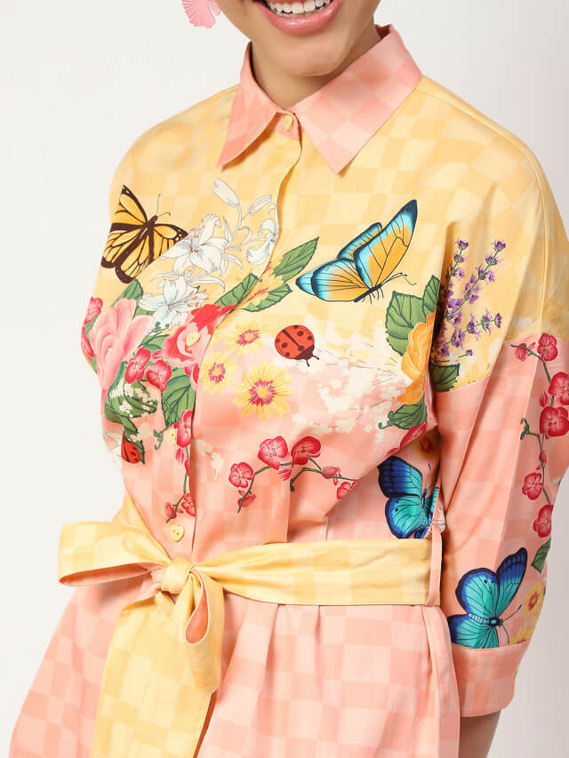 Gia floral meadow shirt dress