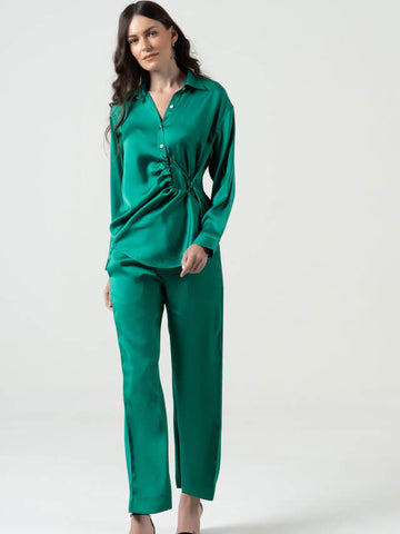 Draped Shirt and Pant Lounge Set