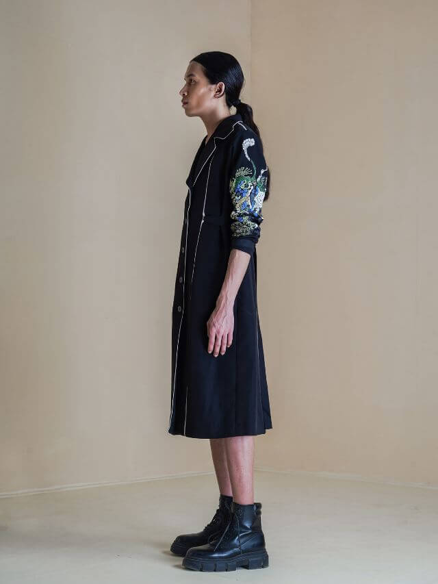 Black germ coat dress