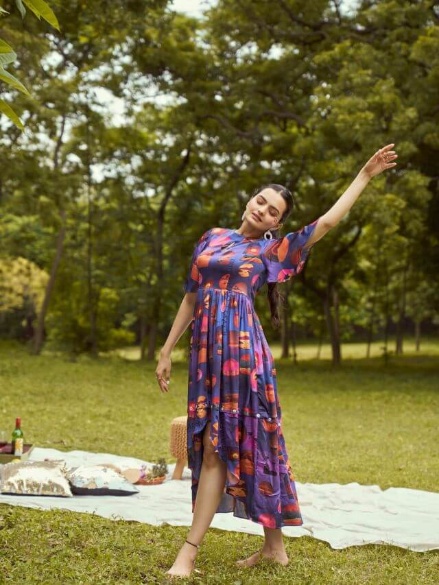 Dreamy sunset printed detachable dress