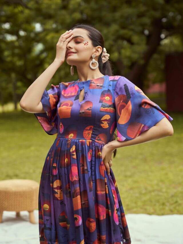 Dreamy sunset printed detachable dress