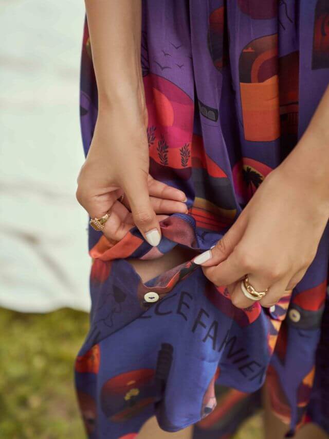Dreamy sunset printed detachable dress