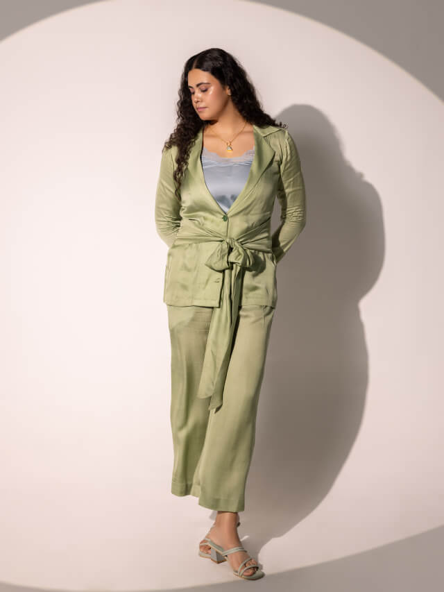 Olivia moss satin tie co-ord set