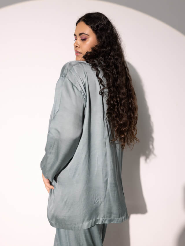 Bella Moss Satin Oversize Co-ord Set