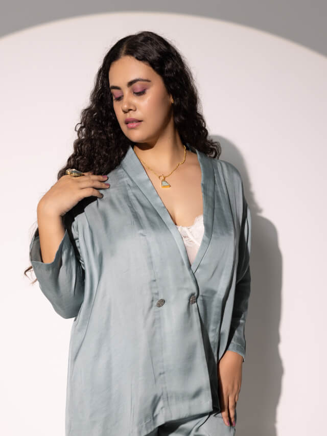 Bella Moss Satin Oversize Co-ord Set