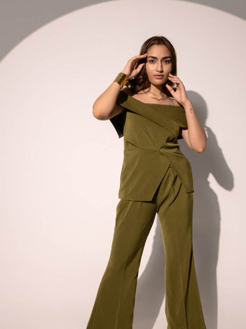 Grace olive off shoulder  co-ord