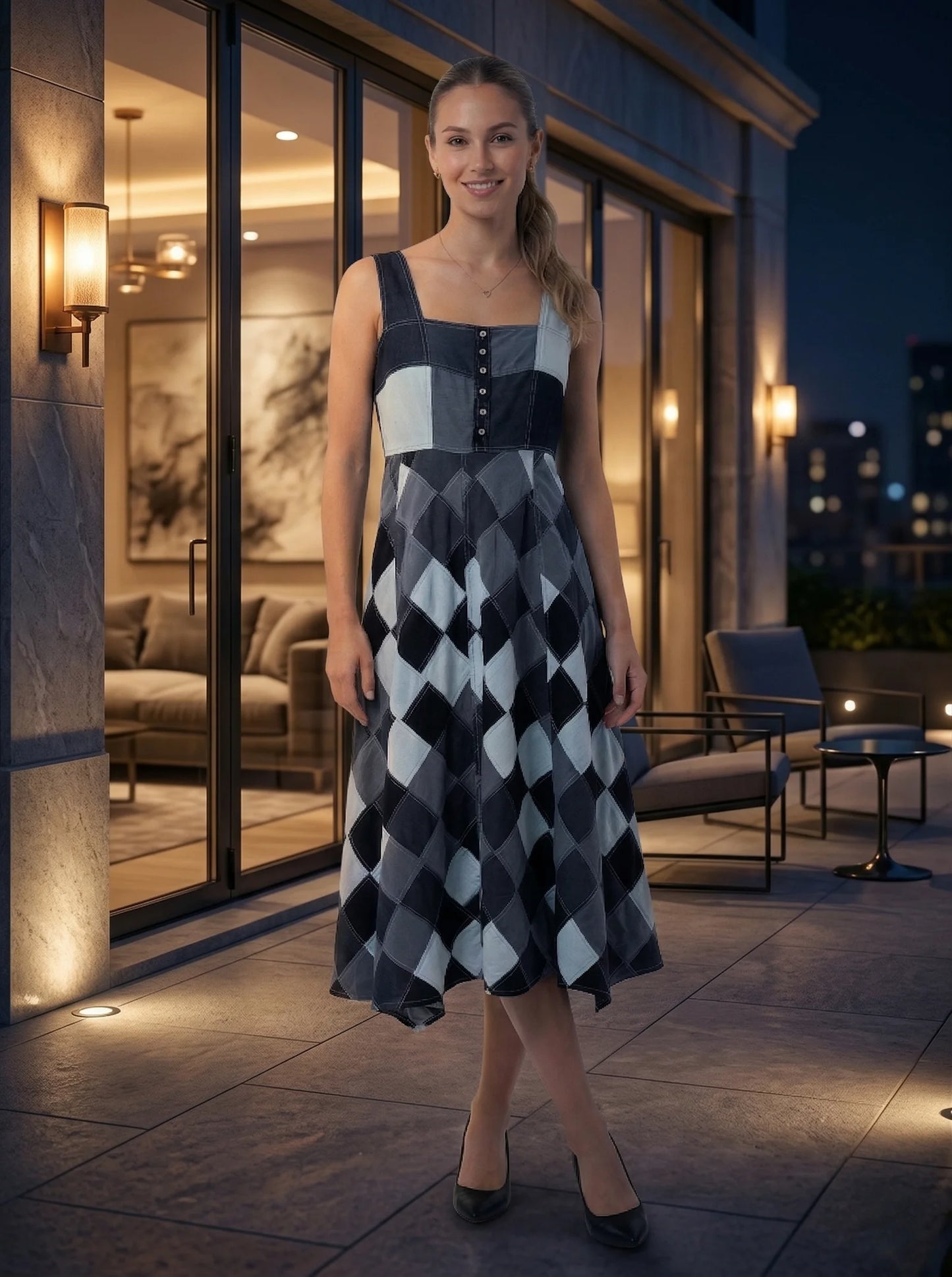 Black & White Sleeveless Dress