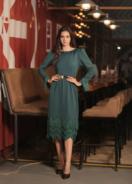 TASSEL SHEATH Midi Dress For Women