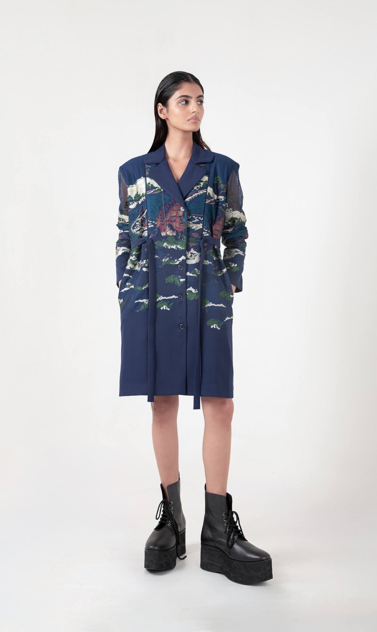 Crest applique blazer Dress