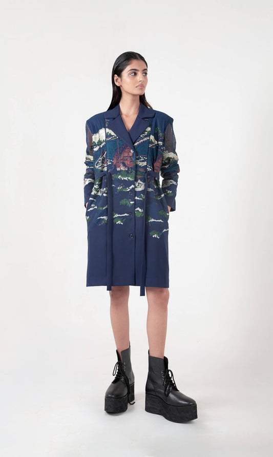 Crest applique blazer Dress