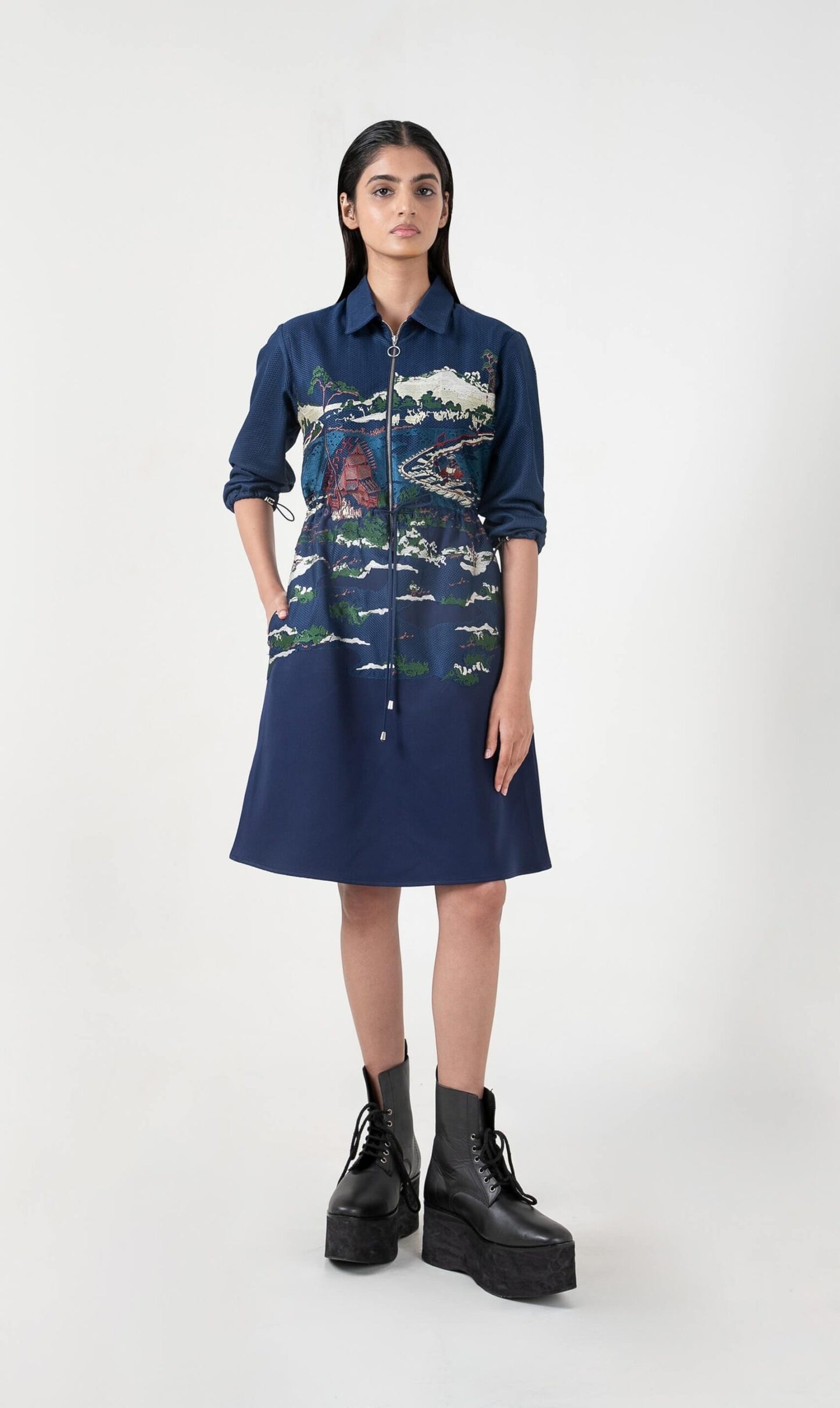 Crest Applique Short Dress