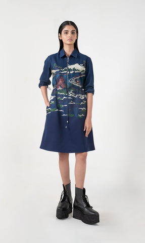 Crest Applique Short Dress