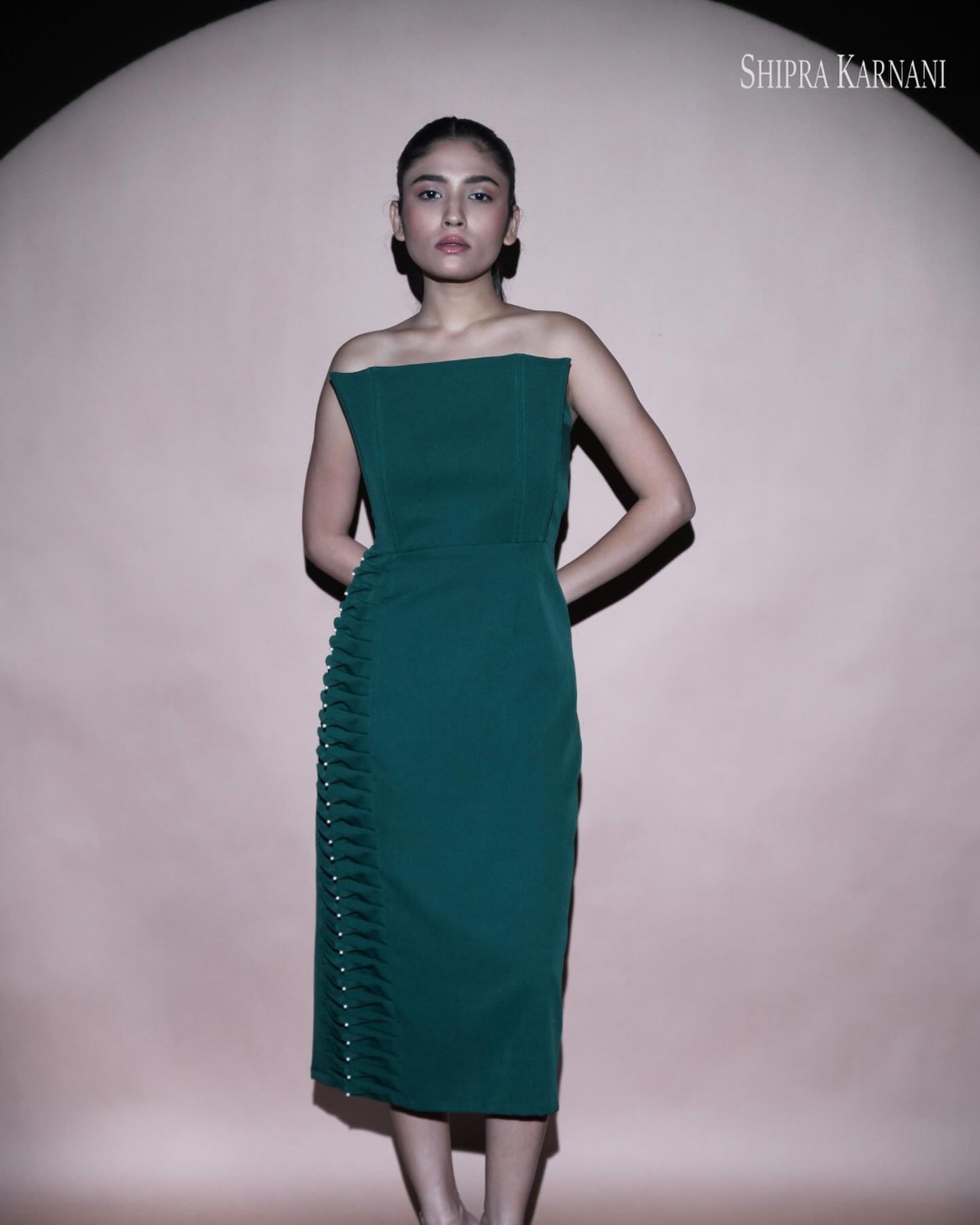 Mycelium off shoulder structured dress