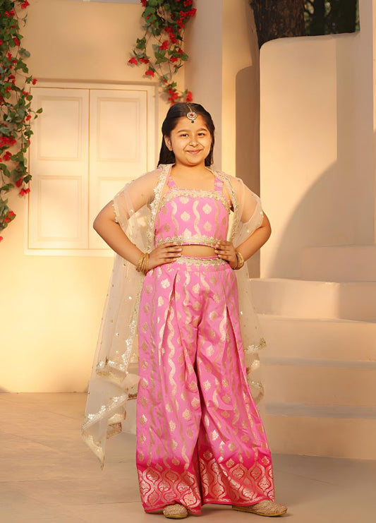 Brocade Top with Plazzo Pant