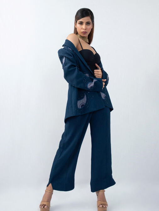 Contemporary Pasley Navy Blue Blazer Set