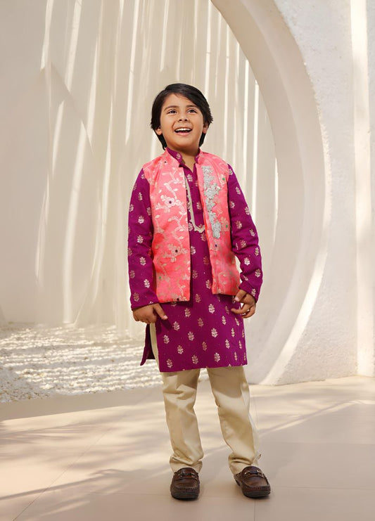 Brocade Jacket with Kurta and Pant