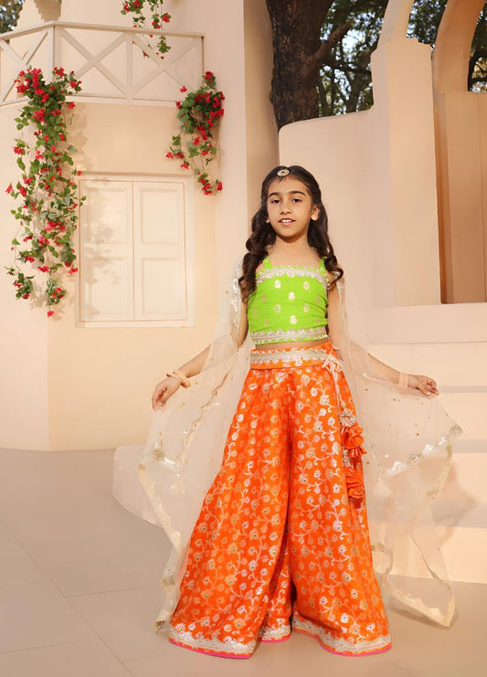 Brocade Top with Plazzo Pant
