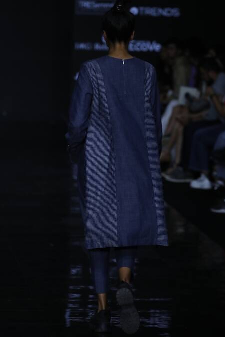 Blue Denim Round Kurta Set