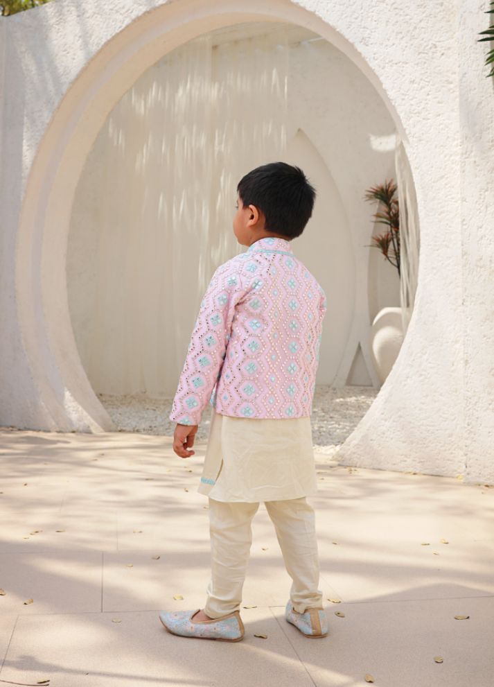 Embroidery Jacket with Kurta and Pant