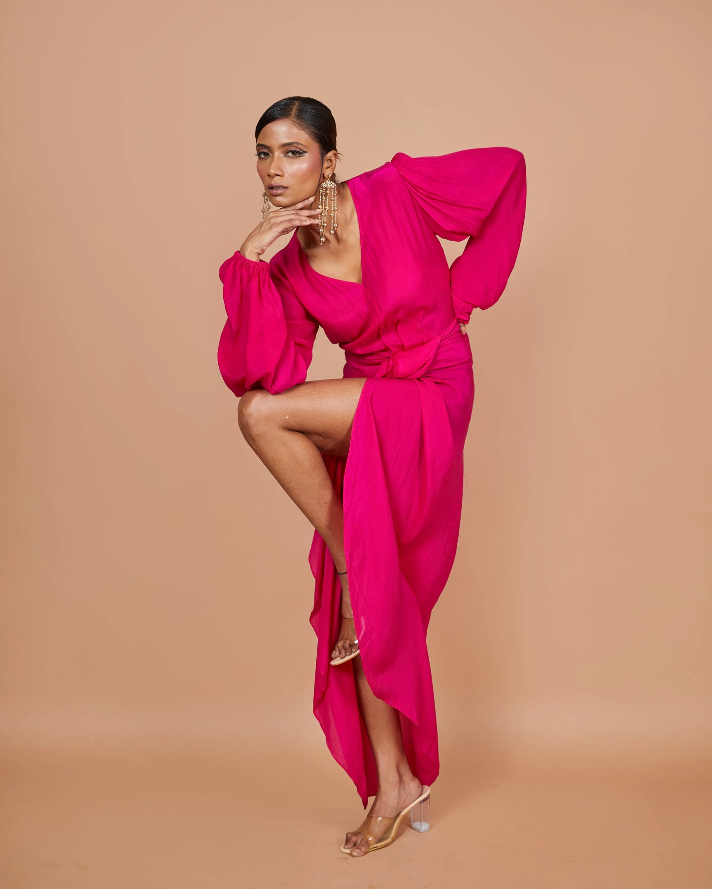Claire Pink High-Slit Dress