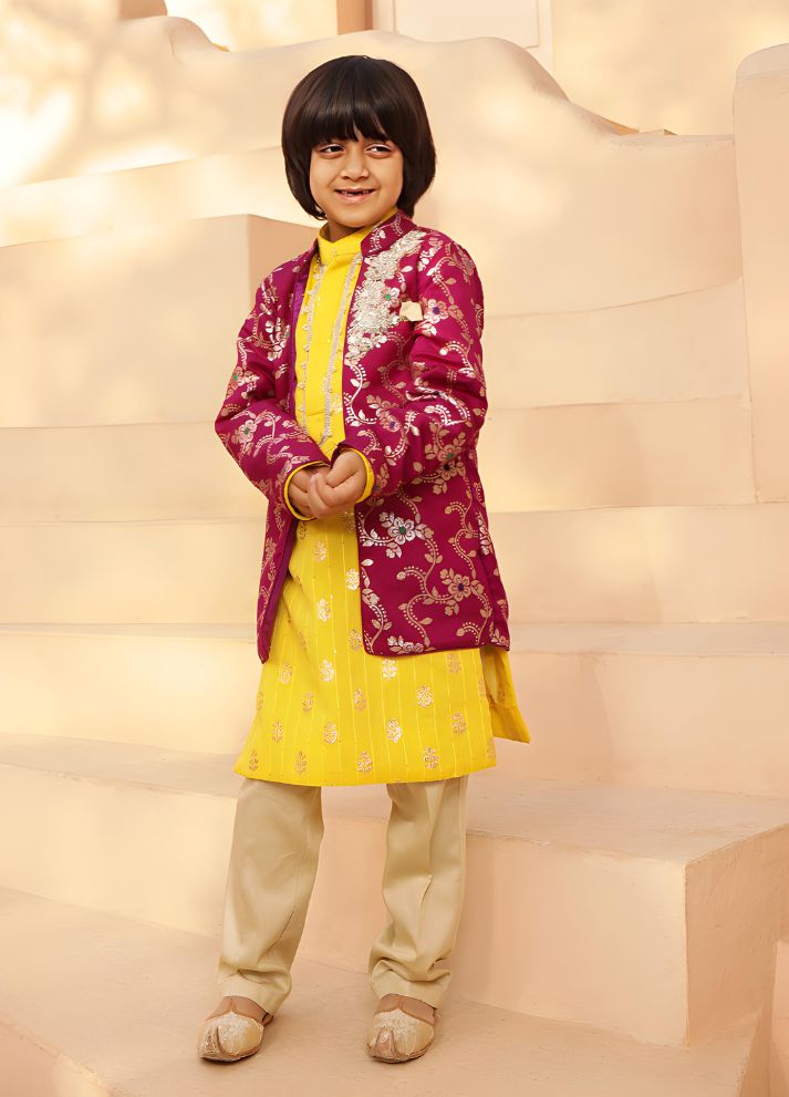 Brocade Jacket with Kurta and Pant