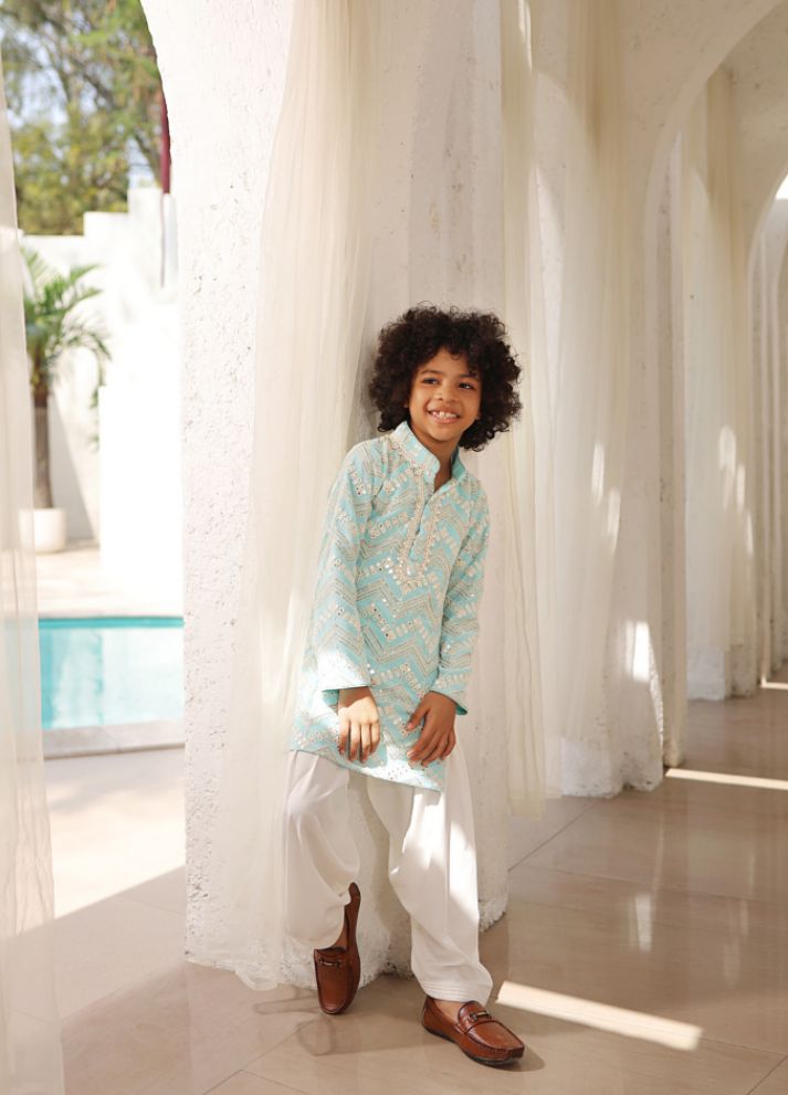 Mirror Embroidered Kurta with Salwar