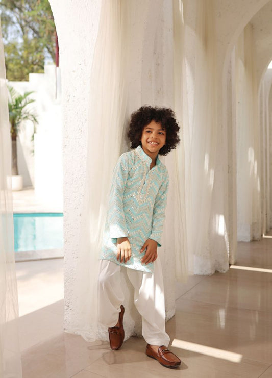 Mirror Embroidered Kurta with Salwar