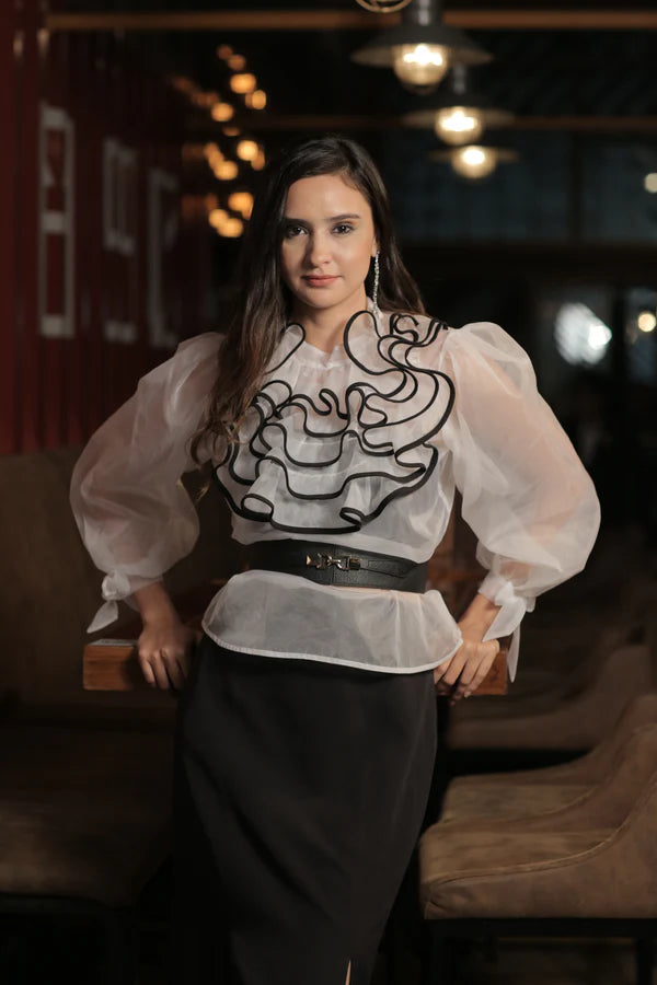 Lamina white sheer top