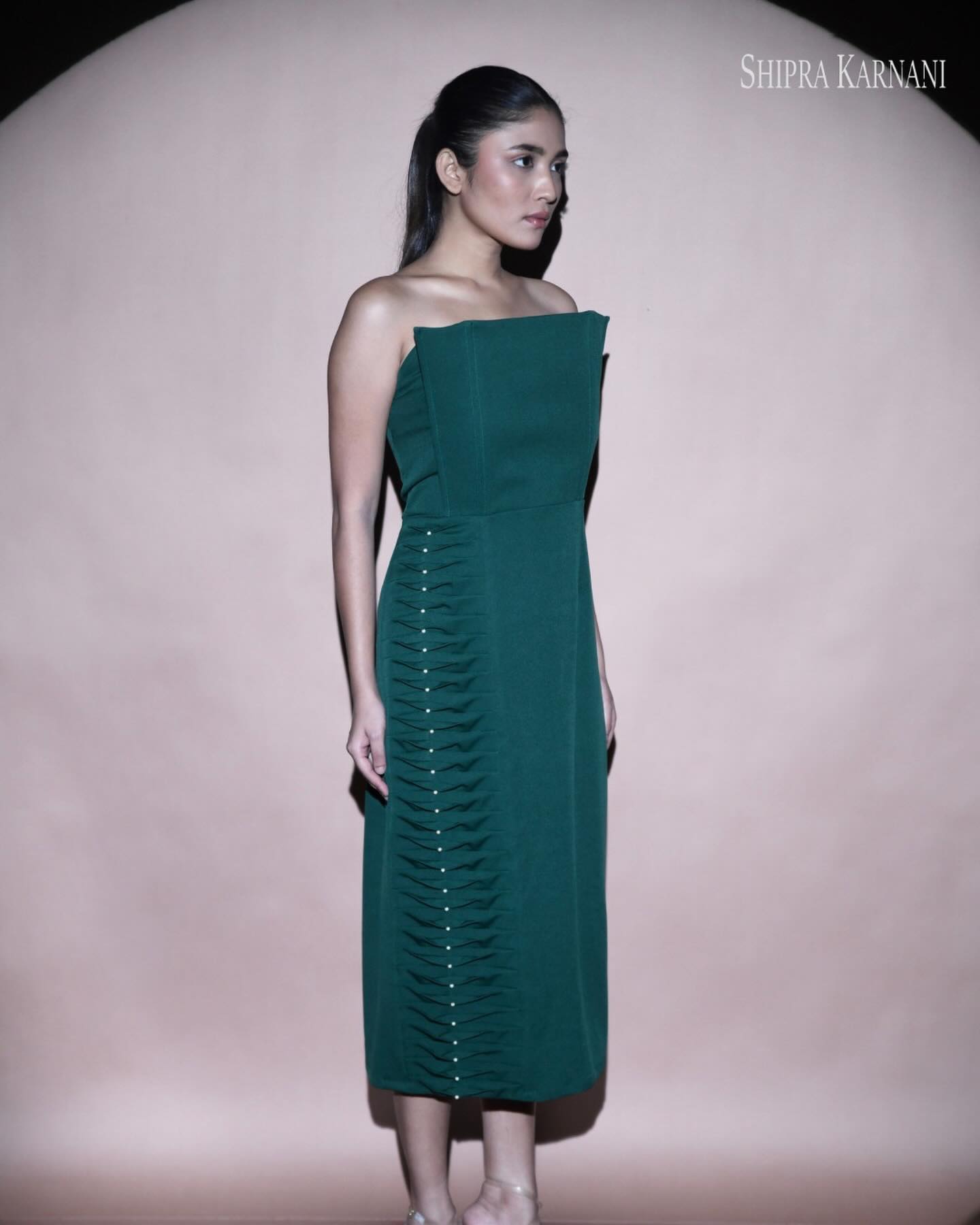 Mycelium off shoulder structured dress