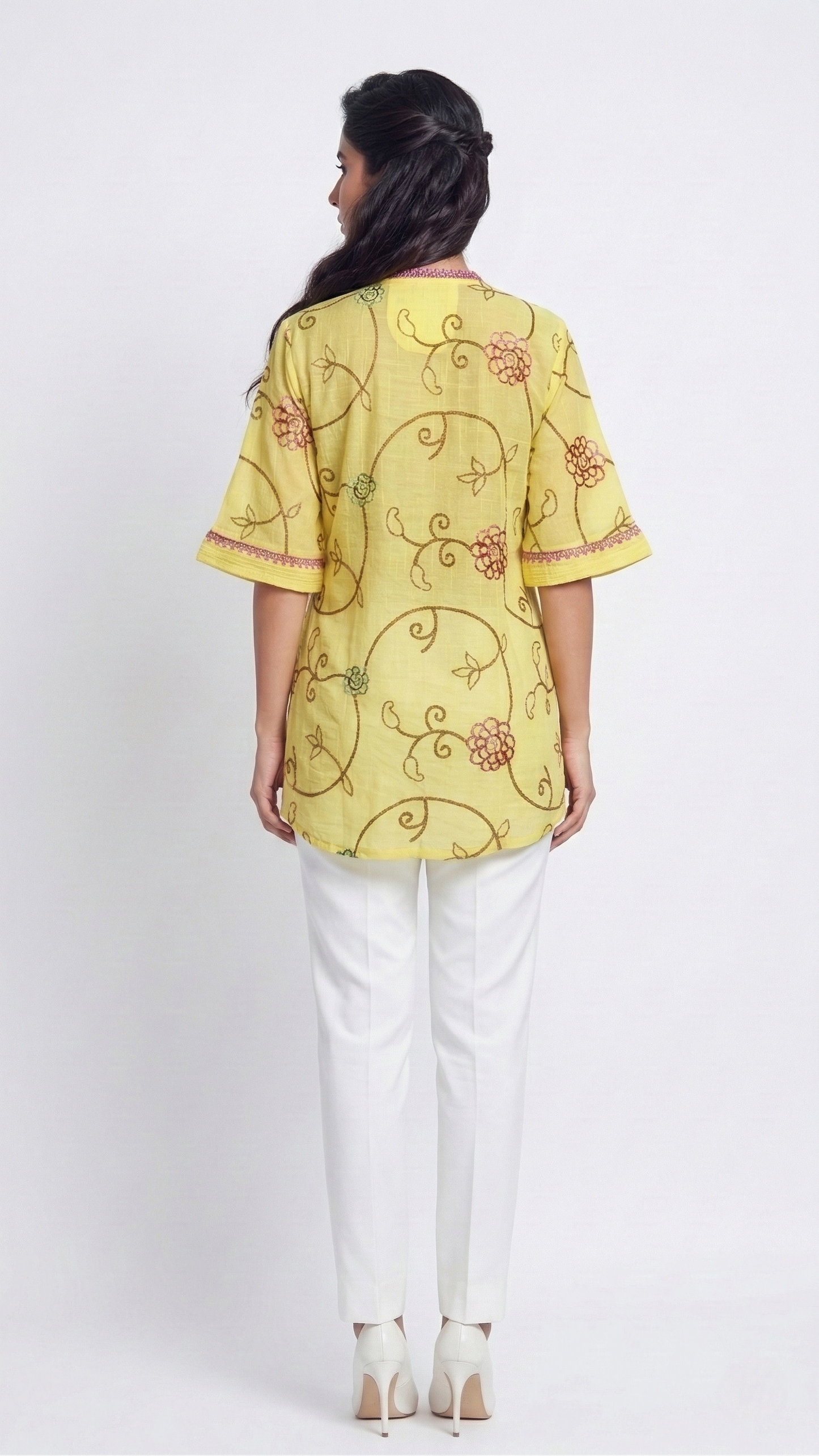 Yellow Embroidered Top