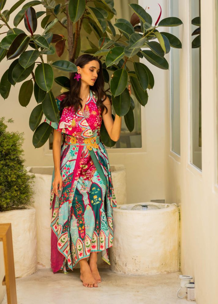 Assymentric Dress With Belt