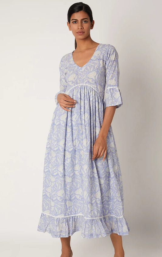 Purple Dress - Printed Purple Long Dress