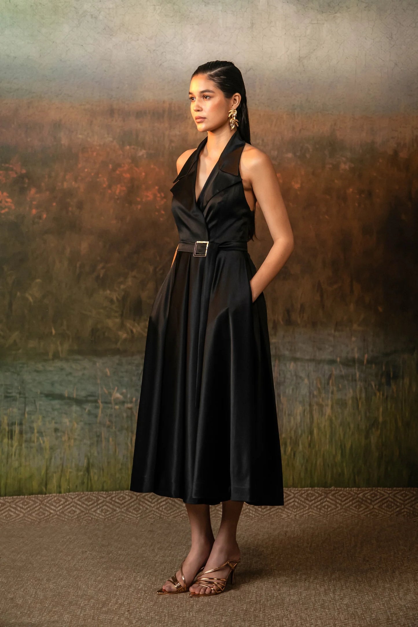 Valencia Dress in Midnight Noir