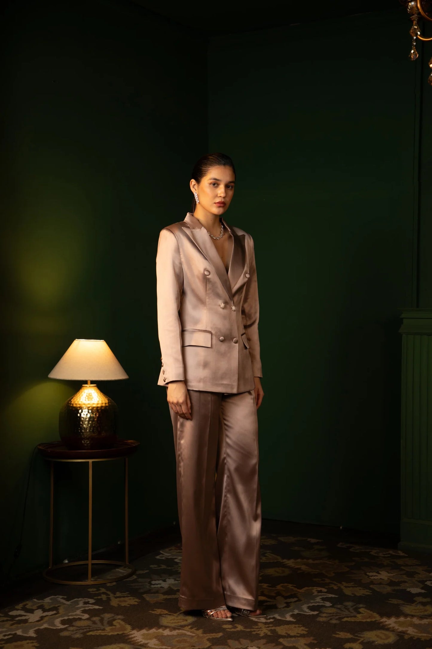Double Breasted Liquid Sculpted Suit Ensemble