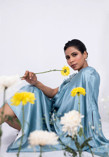 chinese dress ladies Tie Up A-line Dress with Elongated Shrug – The Outfit Club