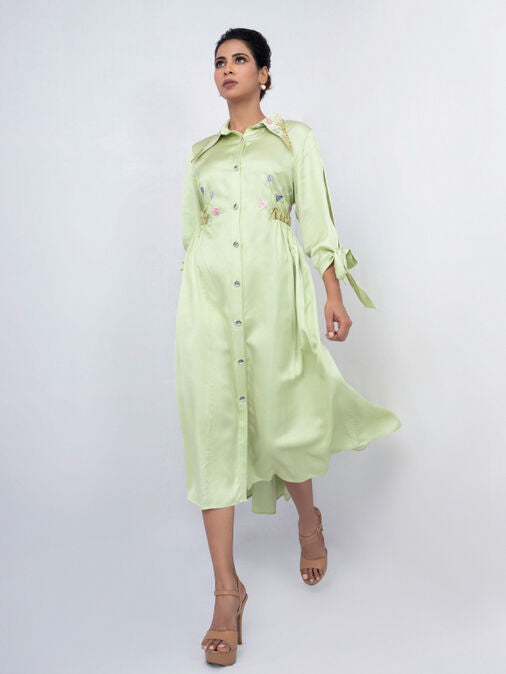 Cut Sleeve Semi Gathered A-line Dress