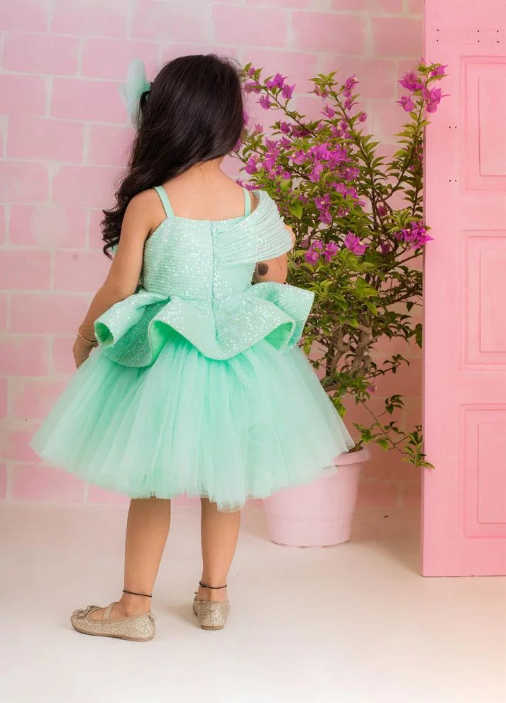Green Sequins Drape Dress