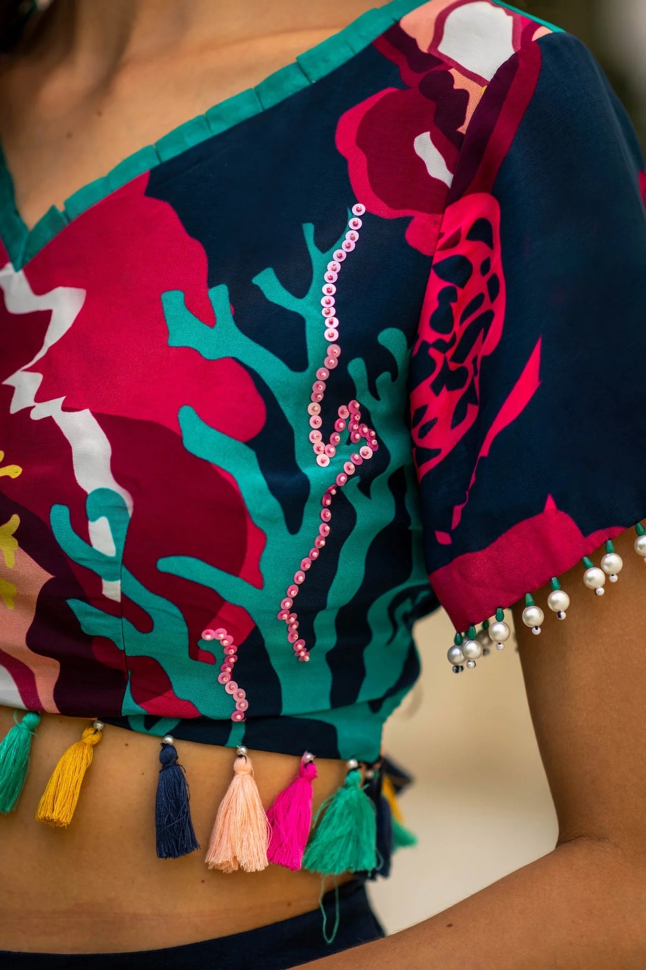 Printed Embroidered Lehenga Set