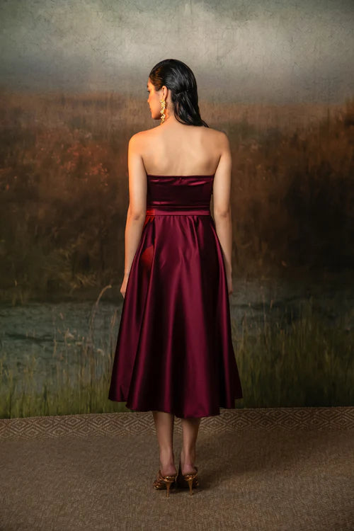 Althea Dress in Deep Rosewood