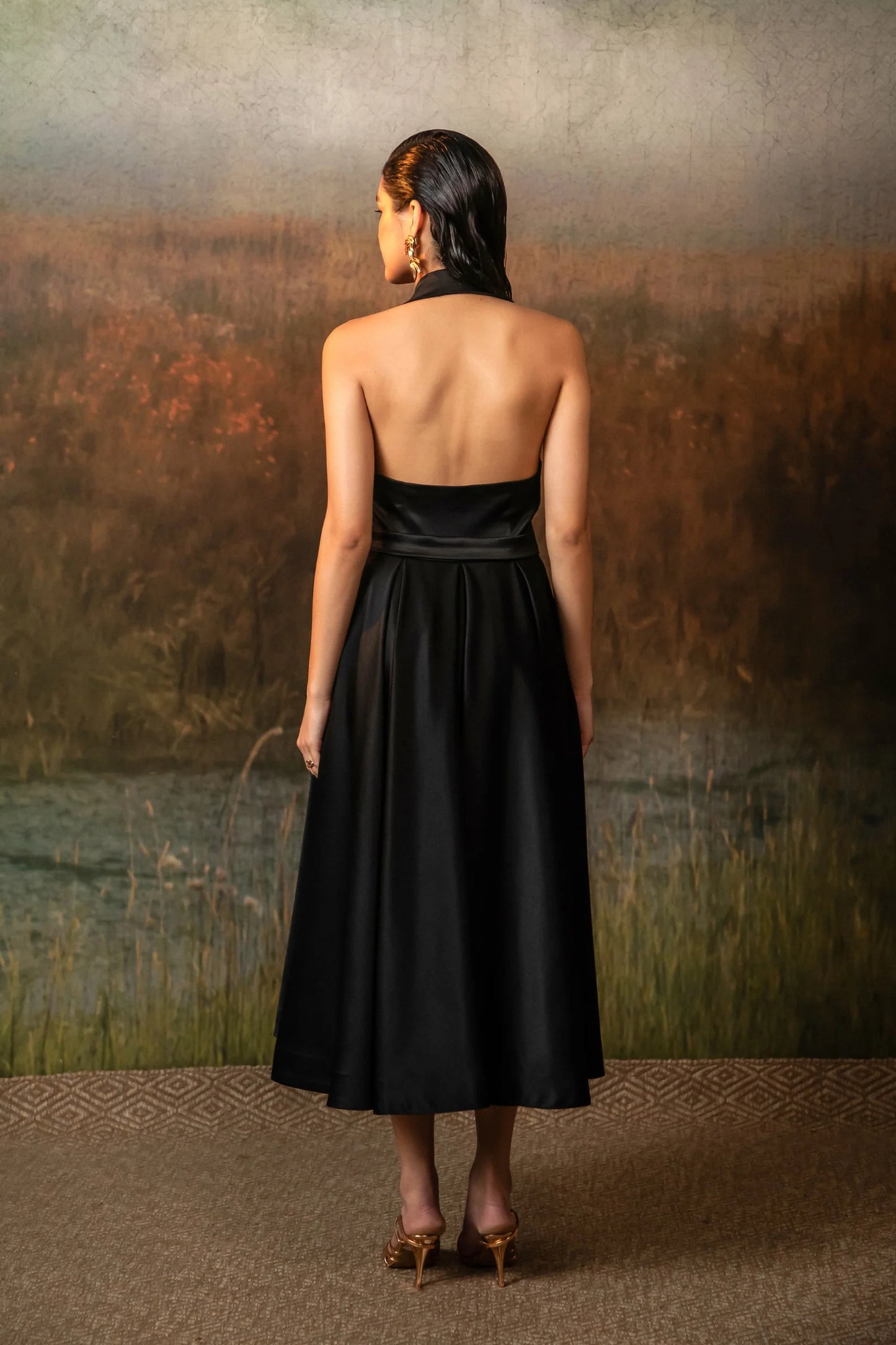Valencia Dress in Midnight Noir